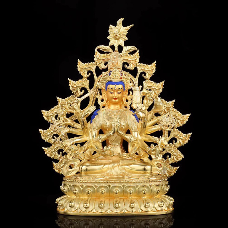 铜全鎏金准提佛母像居家供奉9寸佛堂摆件藏传准提菩萨佛像-阿里巴巴