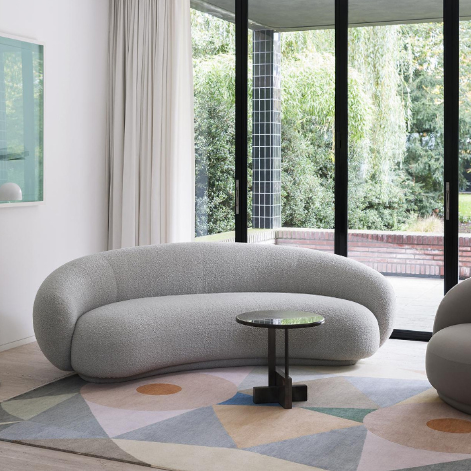 北欧艺术腰果弧形海绵木质沙发奶油风设计创意多人客厅接待沙发椅