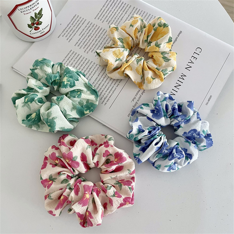 Summer Partysu Fabric Floral Large Intestine Hair Ring Headdress in Stock Wholesale Ins Style Female Hair Rope Wholesale