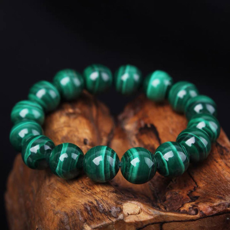 烨烨珠宝 现货8-10mm天然凤凰石水晶手链 孔雀石单圈手串饰品批发