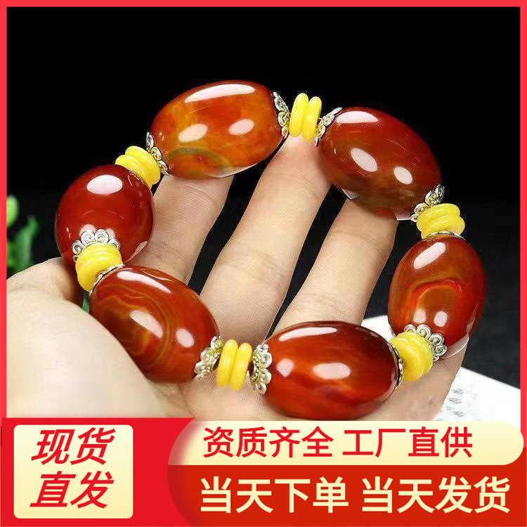 天然战国红玛瑙批发 马达加斯加玛瑙桶珠手链 勒子手链男女款批发