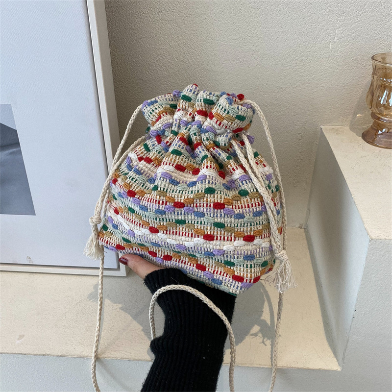 Summer Popular Bag Women's Bag 2022 New Fashion Casual Rainbow Color Bucket Bag Large Capacity Shoulder Crossbody Bag