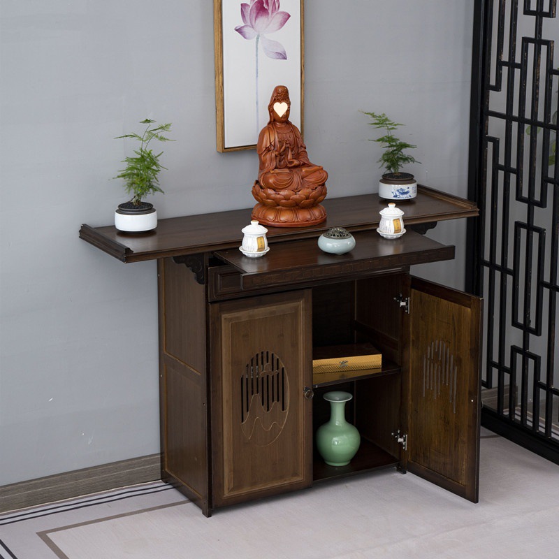新中式财神爷供奉台实木供桌供台家用佛龛经济型香案佛台元宝桌子