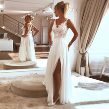 修身气质蕾丝白色长款性感晚礼服新款公主亚马逊婚纱礼服跨境