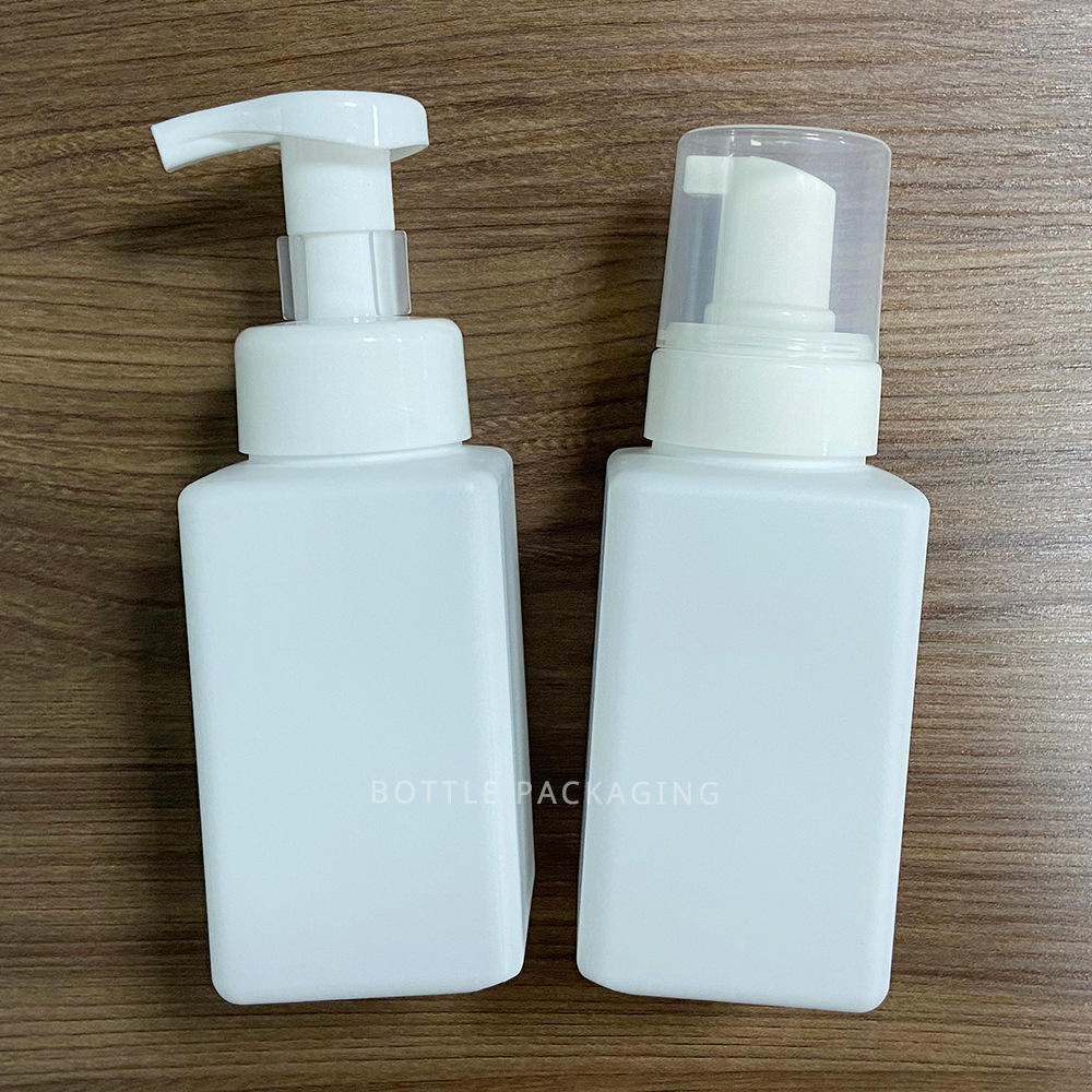 300ml 吹塑配泡沫泵头塑料方空罐 hdpe方形瓶子 洗发水方形瓶批发