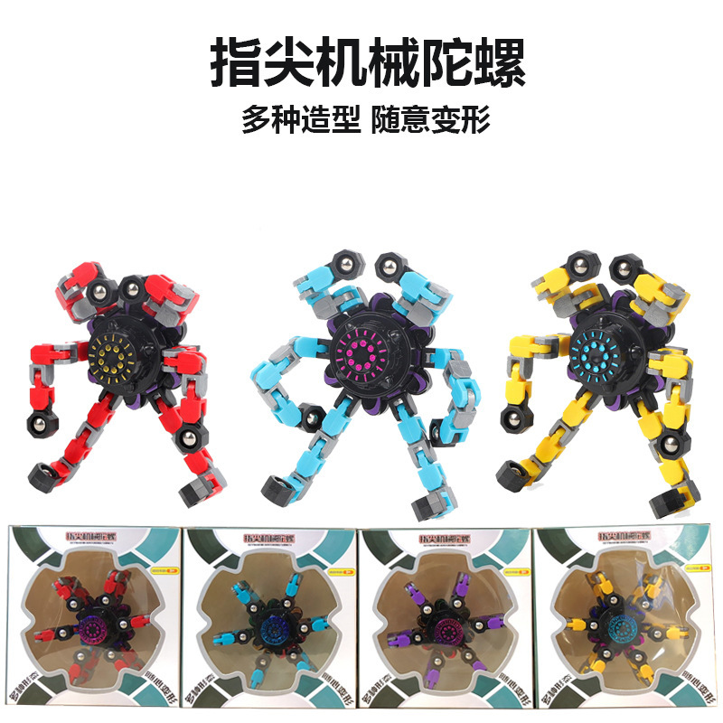 Luminous Variety Mechanical Gyro Creative Pressure Relief Deformation Fingertip Gyro Decompression Toy Cross-Border Rotatable Robot