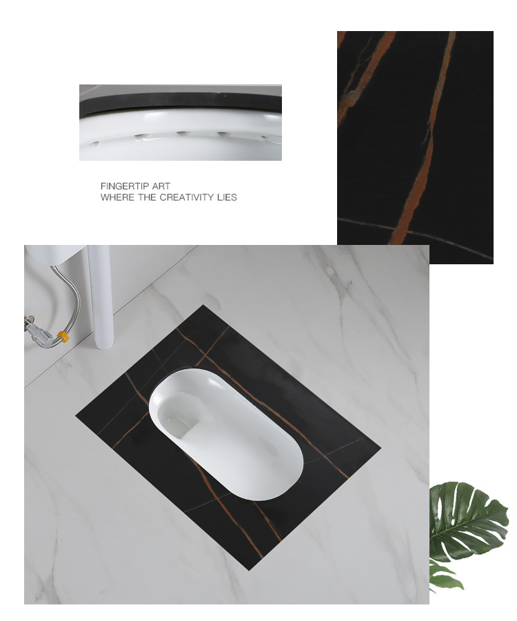 家用岩板蹲便器防臭防滑蹲坑陶瓷便池大便器蹲厕冲水箱卫生间套装