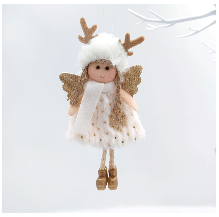 跨境新款圣诞鹿角女孩挂件鹿角天使挂饰圣诞装饰品圣诞礼物小公仔