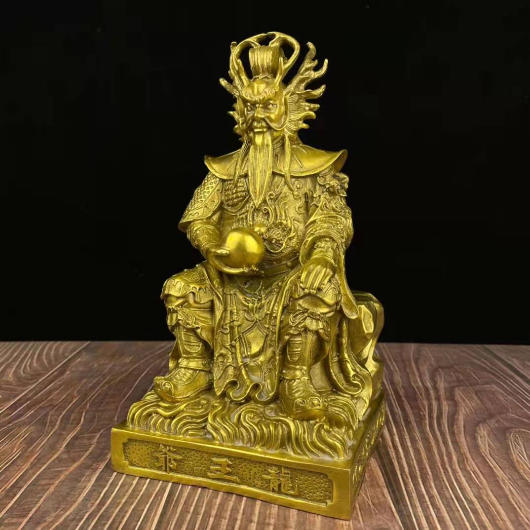 黄铜龙王爷神像东海龙王铜像家居客厅供奉佛像工艺品装饰品