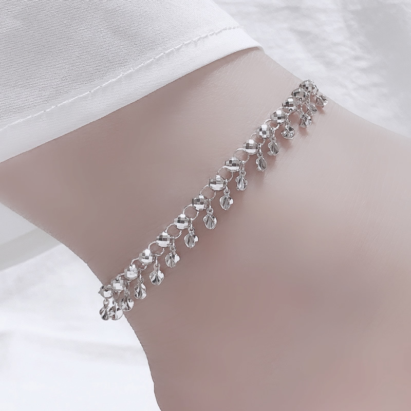 个性纯银脚饰 女性时尚串珠流苏s925纯银脚链银饰