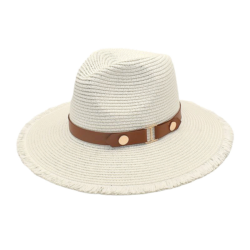 Straw Hat Women's Summer Seaside Beach Korean Style Ins Style Sunshade Sun Protection Hat New Belt Decorative Big Brim Fedora Hat