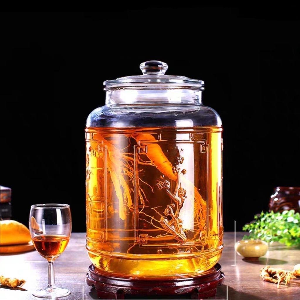 玻璃泡酒玻璃瓶加厚圆形广口泡酒瓶泡酒坛药酒瓶10斤30斤家用