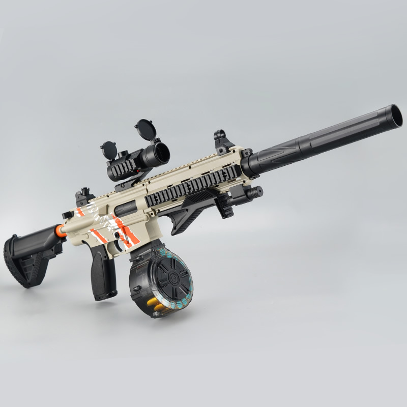 乐辉手自一体抛壳m416电动连发软弹枪儿童玩具枪小男孩跳壳加特林