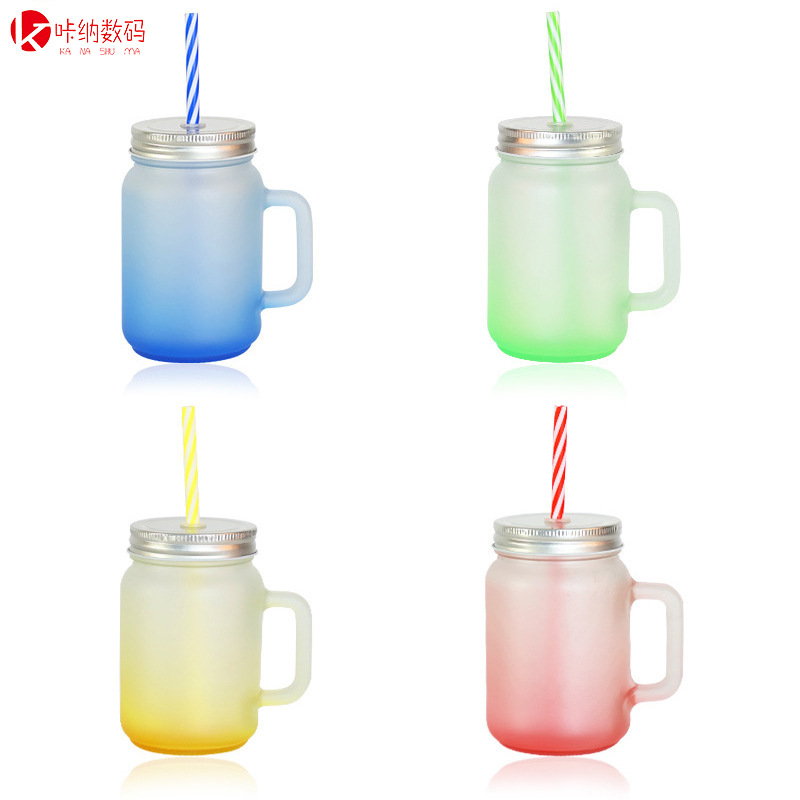 hot sale lid straw glass high temperature resistant heat resistant good-looking gradient cup creative frost gradient cup