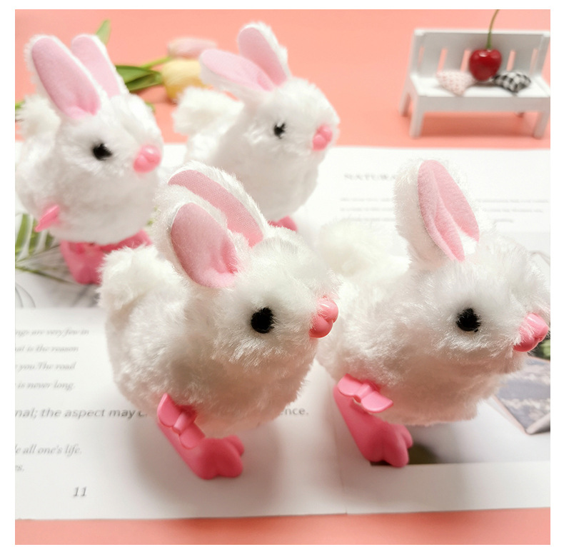 儿童学爬玩具发条上链兔子毛绒绒兔子拧发条跳跳兔