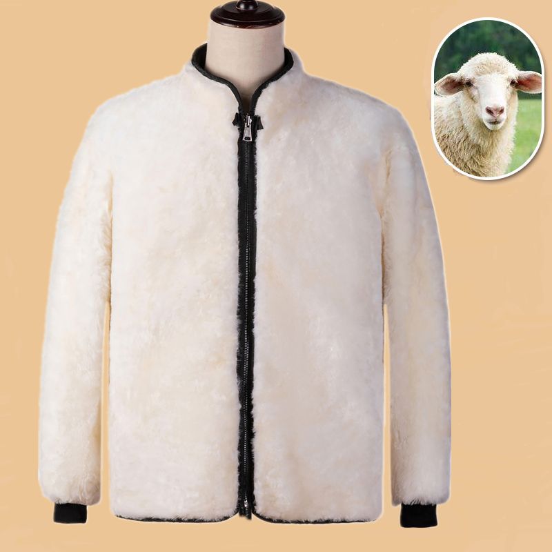 纯羊皮毛整皮剪裁羊皮袄男羊皮毛一体保暖防寒皮衣中老年羊毛棉袄