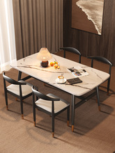 北欧餐桌家用小户型仿岩板出租房长方形吃饭桌子餐饮商用桌椅组合