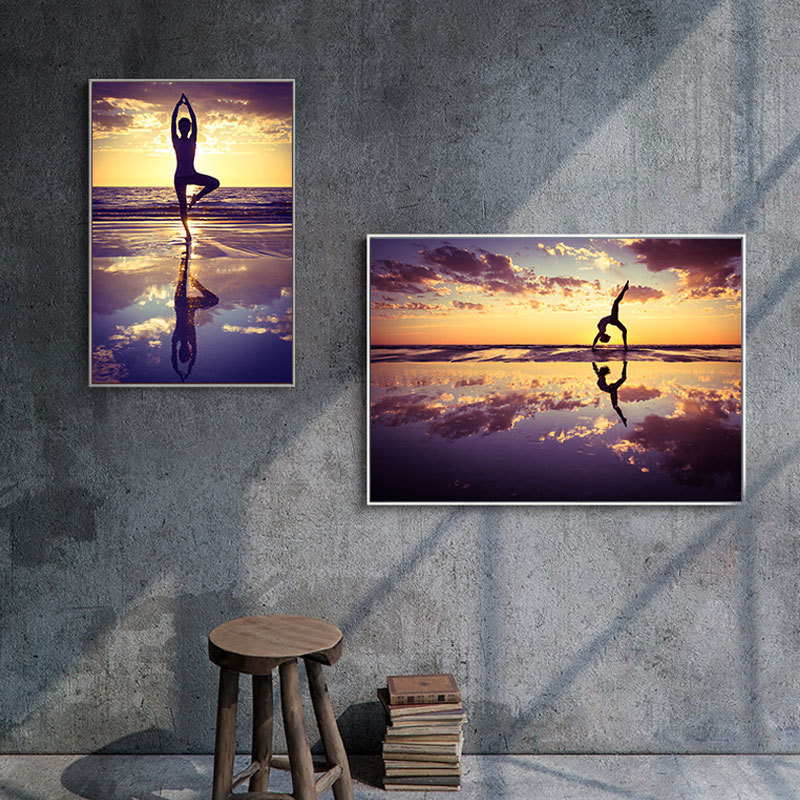 瑜伽馆装饰画艺术唯美芭蕾舞蹈室人物壁画简约健身瑜伽训练室挂画