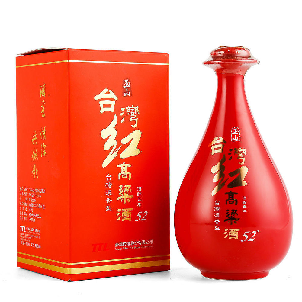 玉山官方台湾玉山高粱酒红瓷瓶52度500ml瓶浓香型白酒好酒包邮