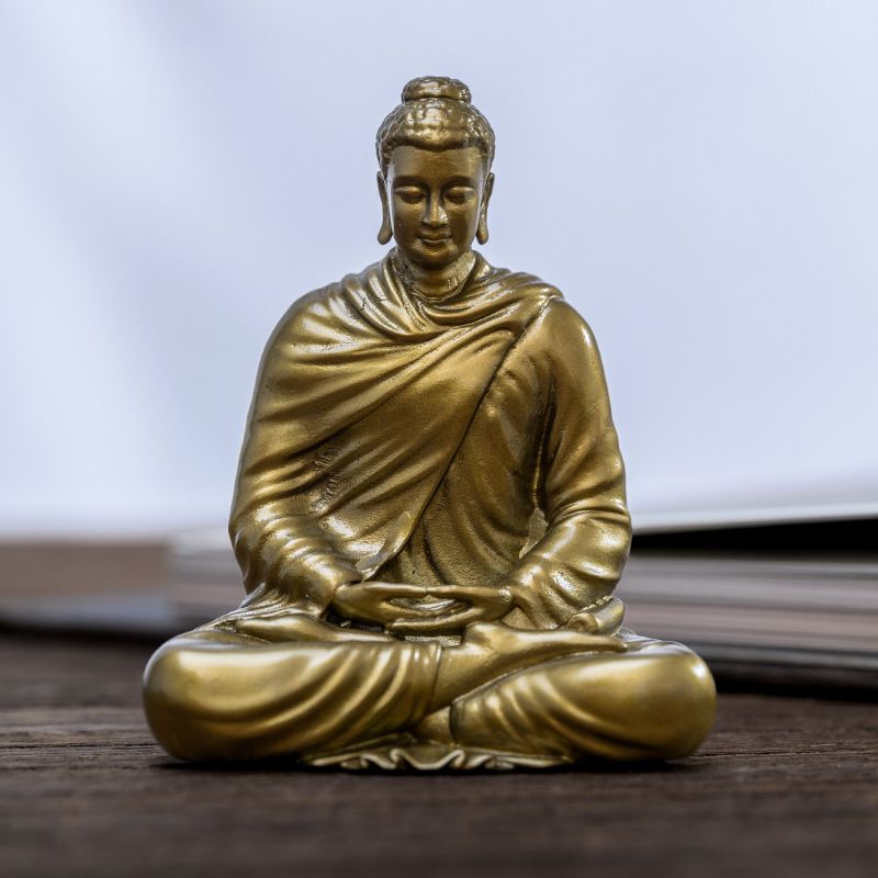 释迦牟尼佛佛像家用供奉释迦摩尼佛铜像摆件小随身佛禅意家居装饰