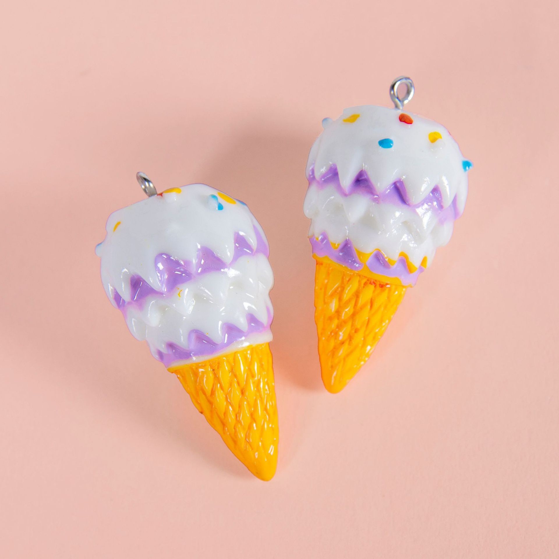 diy饰品配件树脂仿真彩色迷你甜筒冰激凌雪糕手 工挂件挂饰钥匙扣