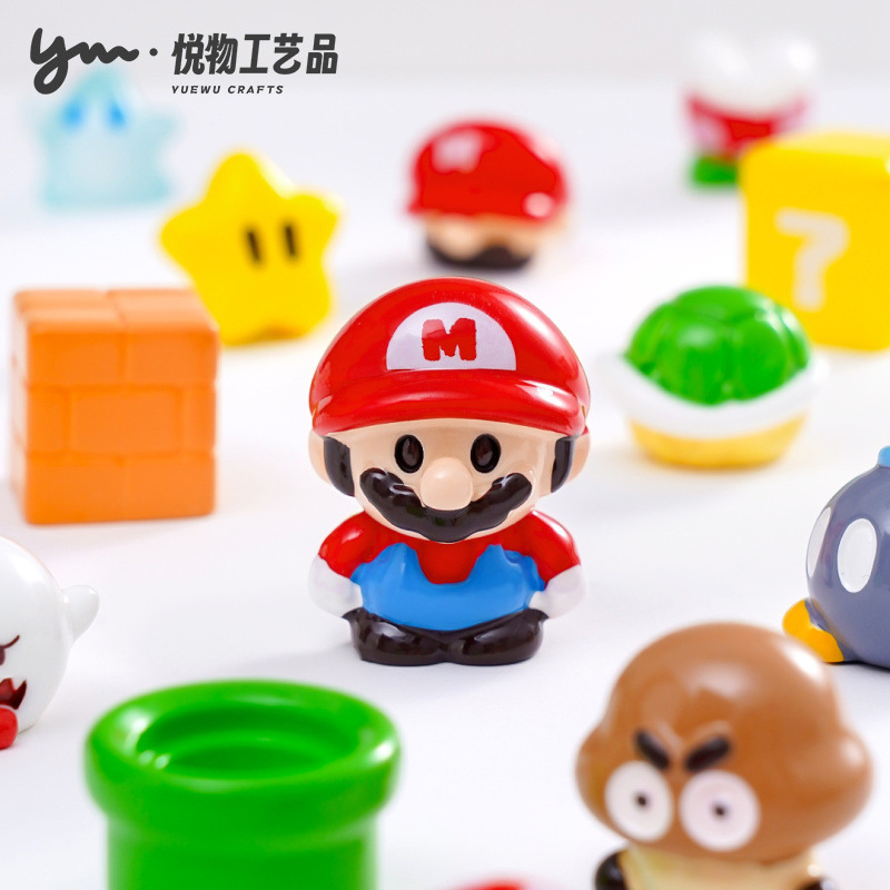 可爱卡通超级马里欧星星公仔萌粒 diy装饰品盲袋挂配件桌面小摆件