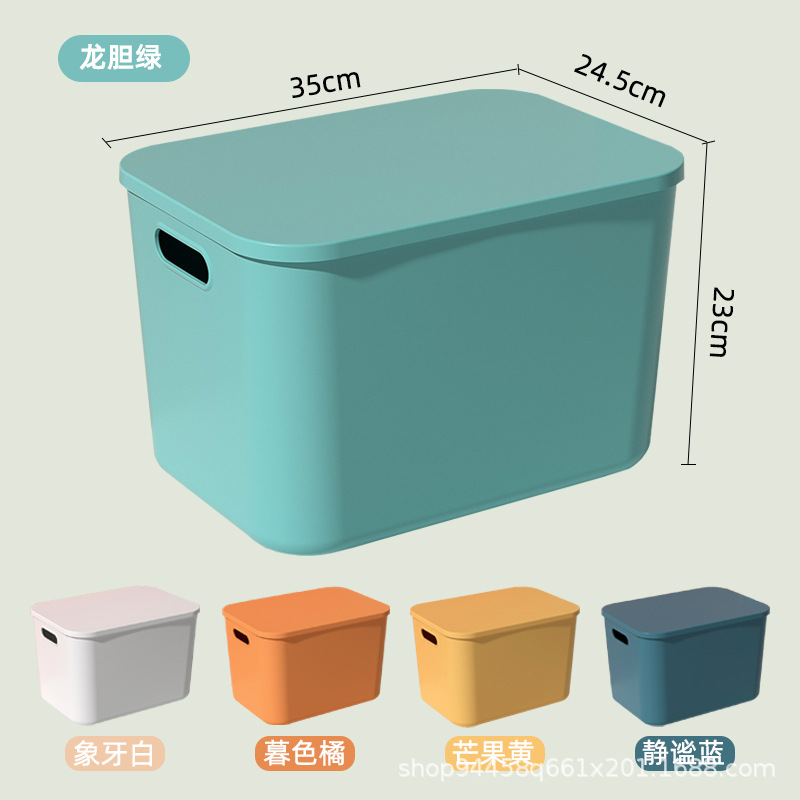 Sundries Desktop Storage Box with Lid Storage Basket Snacks Dormitory Desktop Cosmetics Storage Japanese Style Plastic Storage Box