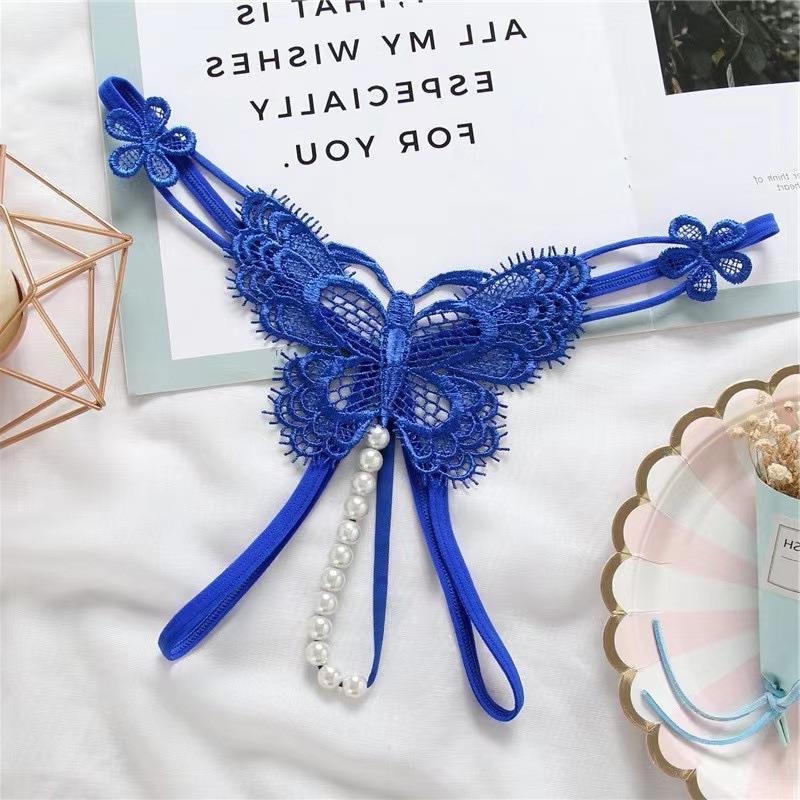 丁字裤女透明开裆珍珠按摩情趣内裤低腰火辣性感镂空免脱t裤代发