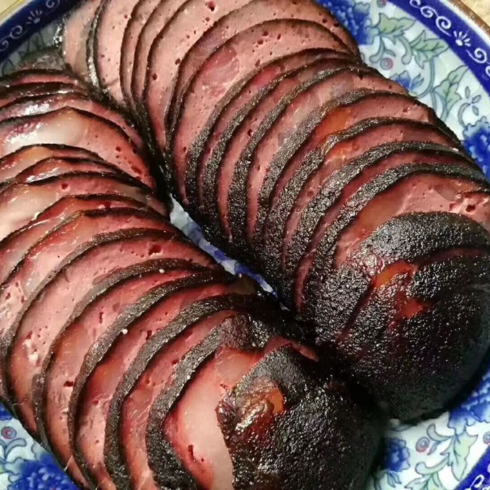 湖南猪血丸子大个湖南邵阳特产手工柴火烟熏血豆腐猪血巴单双元子