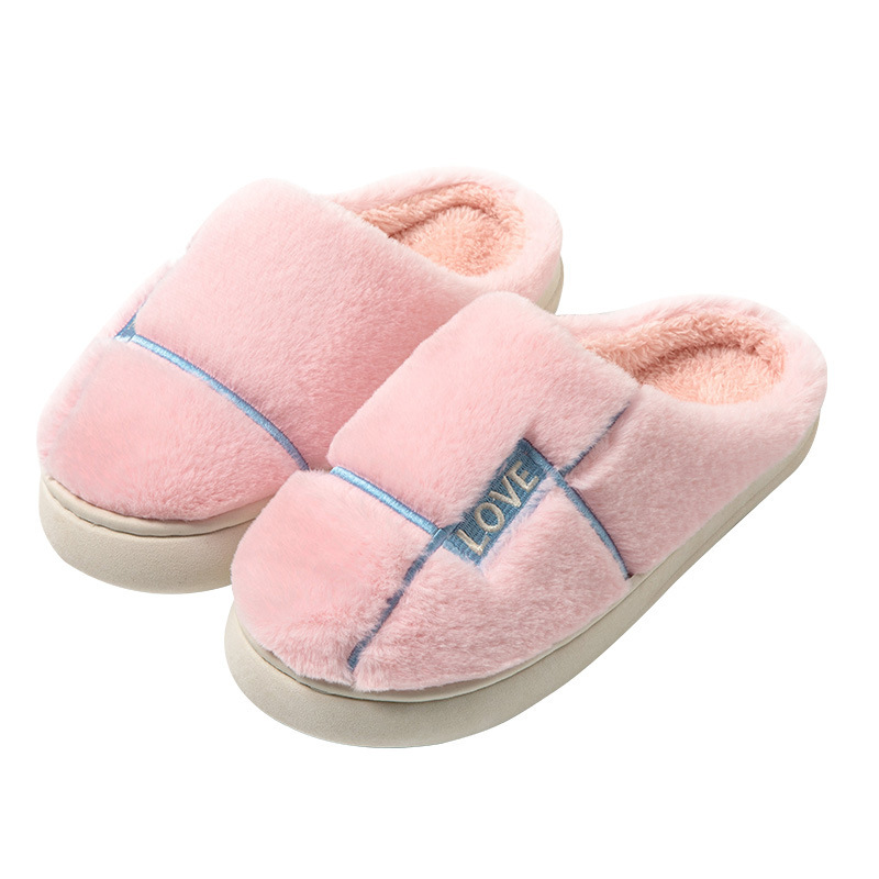 Cotton Slippers Women's Home Autumn Winter Couple Cotton Shoes Men's Home Warm Home Plush Slippers Thick Bottom Indoor Confinement Shoes