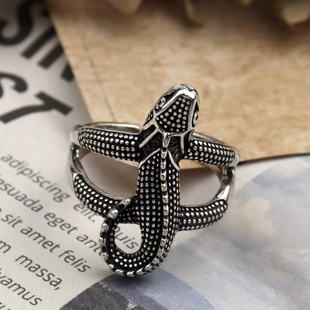 Distressed Ring Hip Hop Style Ring Female Creative Personality Art Retro Index Finger Ring Punk Chain Thai Silver Accessories