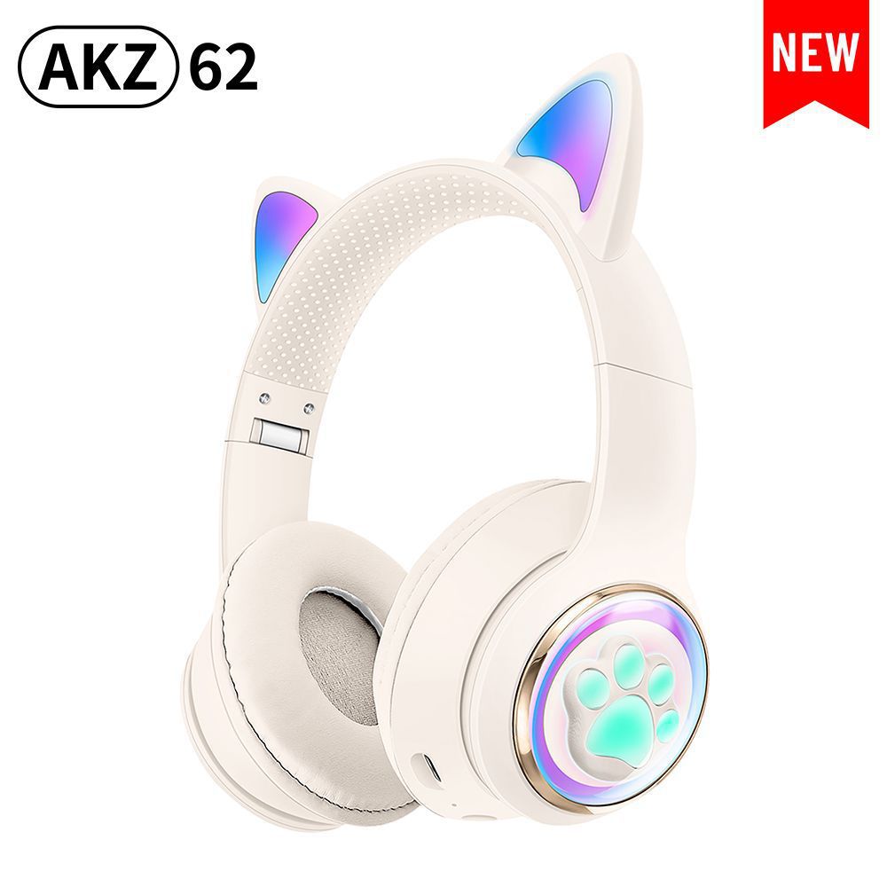 Cross-Border New Creative Space Capsule Cat Ear Gradient Color Light-Emitting Wireless Headset Headset for Children and Students