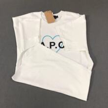 新品apc日韩爆款a.p爱心植绒图案印花100纯棉正常码T恤男女情侣衫