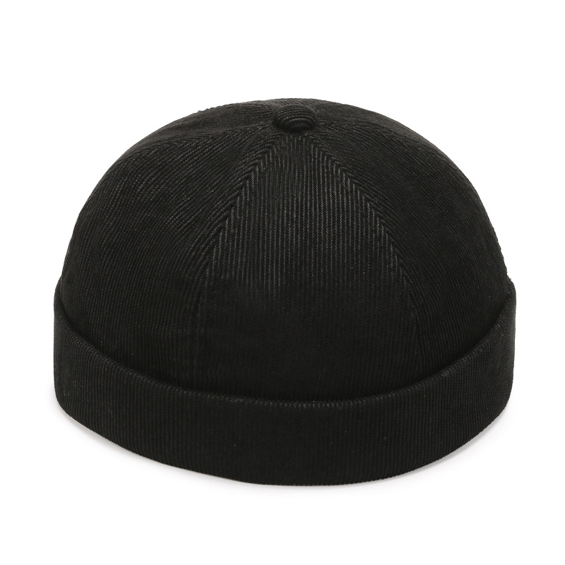 New Hat Trendy Skullcap Japanese Style No Brim Chinese Landlord Hat Women's Spring and Autumn Retro Hip Hop Hat Fashion round Cap Casual