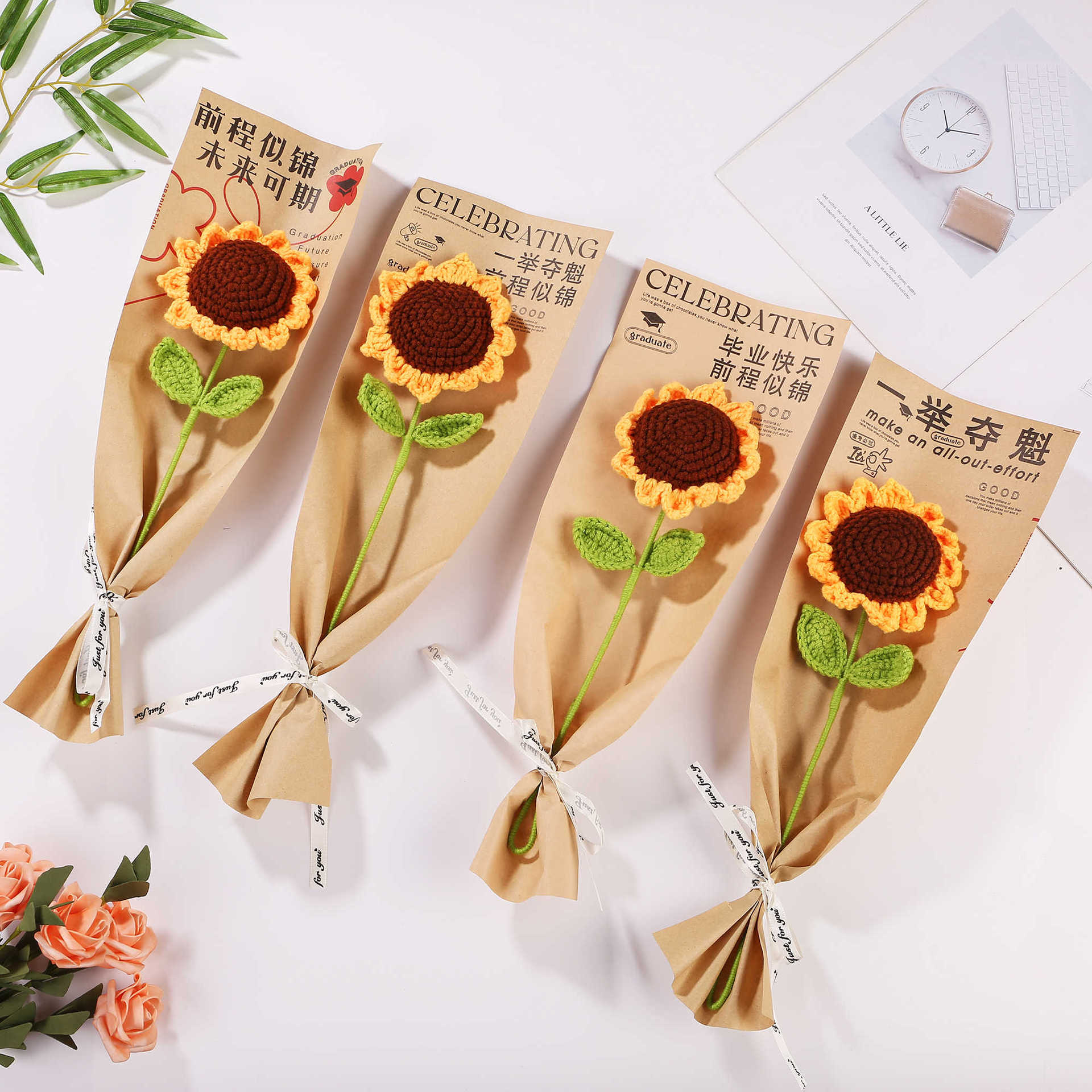 毕业季礼物学生高考加油励志礼品一举夺魁仿真向日葵花束diy手工