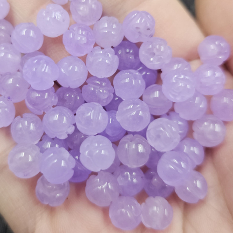 紫罗兰莲花珠玉石散珠紫色雪莲花手链项链饰品配件手工珠子批发