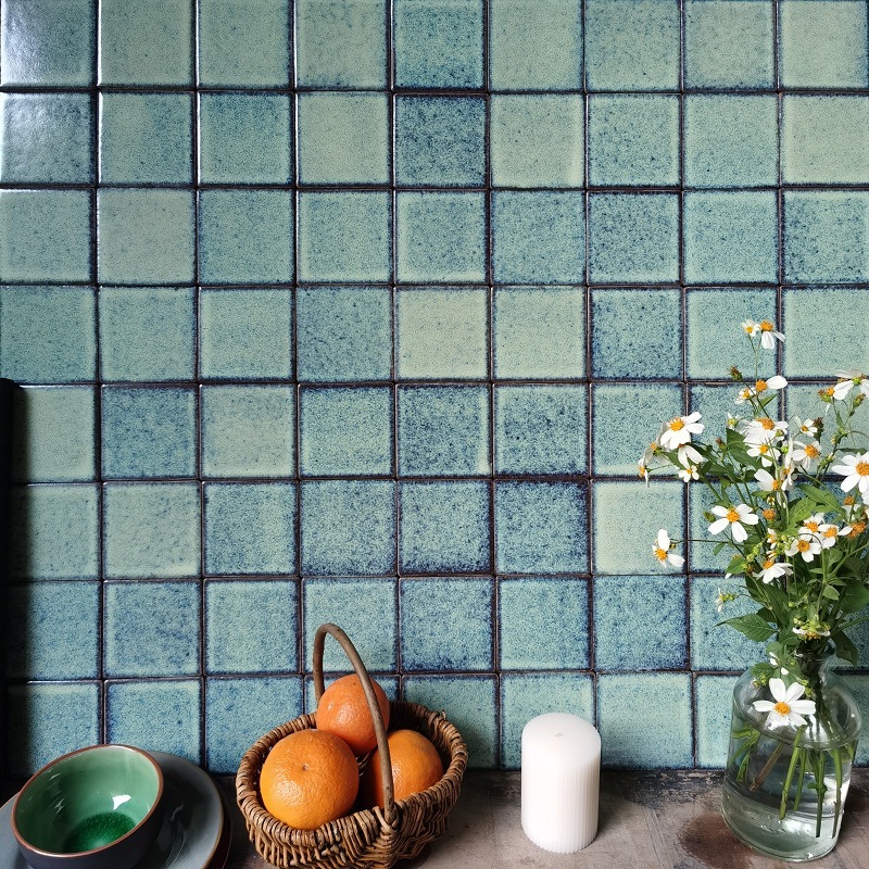 100规格蓝绿色法式田园风格手工窑变砖厨房卫生间墙砖马赛克瓷砖