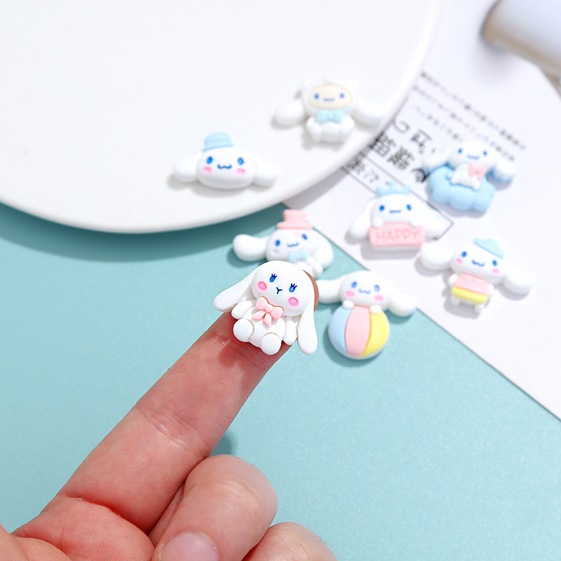 Cute Cartoon Big Ear Dog Cream Glue Phone Case DIY Material Package Handmade Hair Accessories Resin Accessories