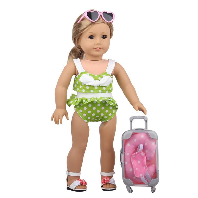 18-Inch American Doll Transparent Luggage Americangirl Doll Trolley Case Travel Suitcase Wholesale