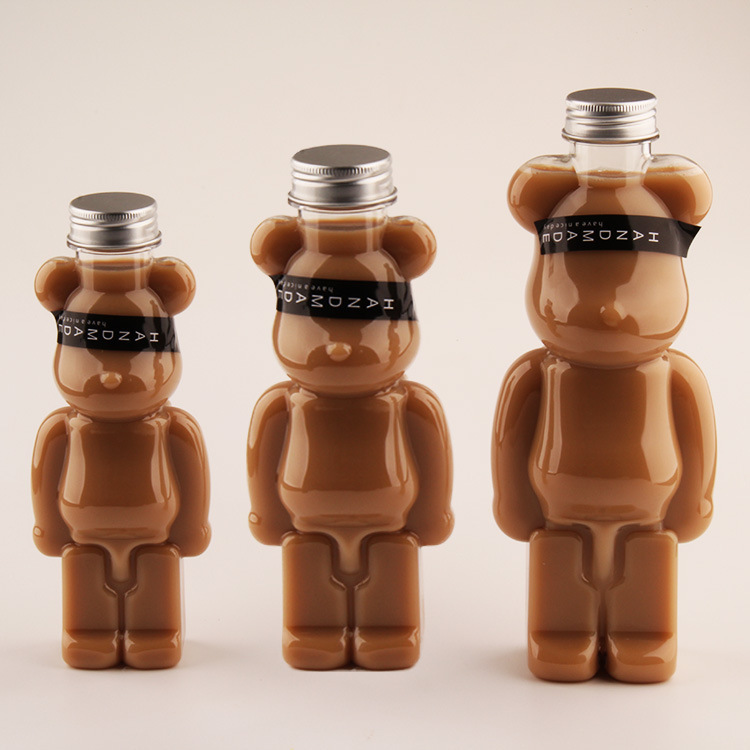 塑料透明食品级pet暴力熊奶茶瓶 网红果汁饮料打包一次性饮料瓶