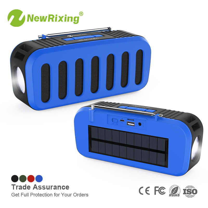 NR-2013fmt Solar Bluetooth Audio Outdoor Flashlight FM Radio Multi-Function Charging Speaker Light