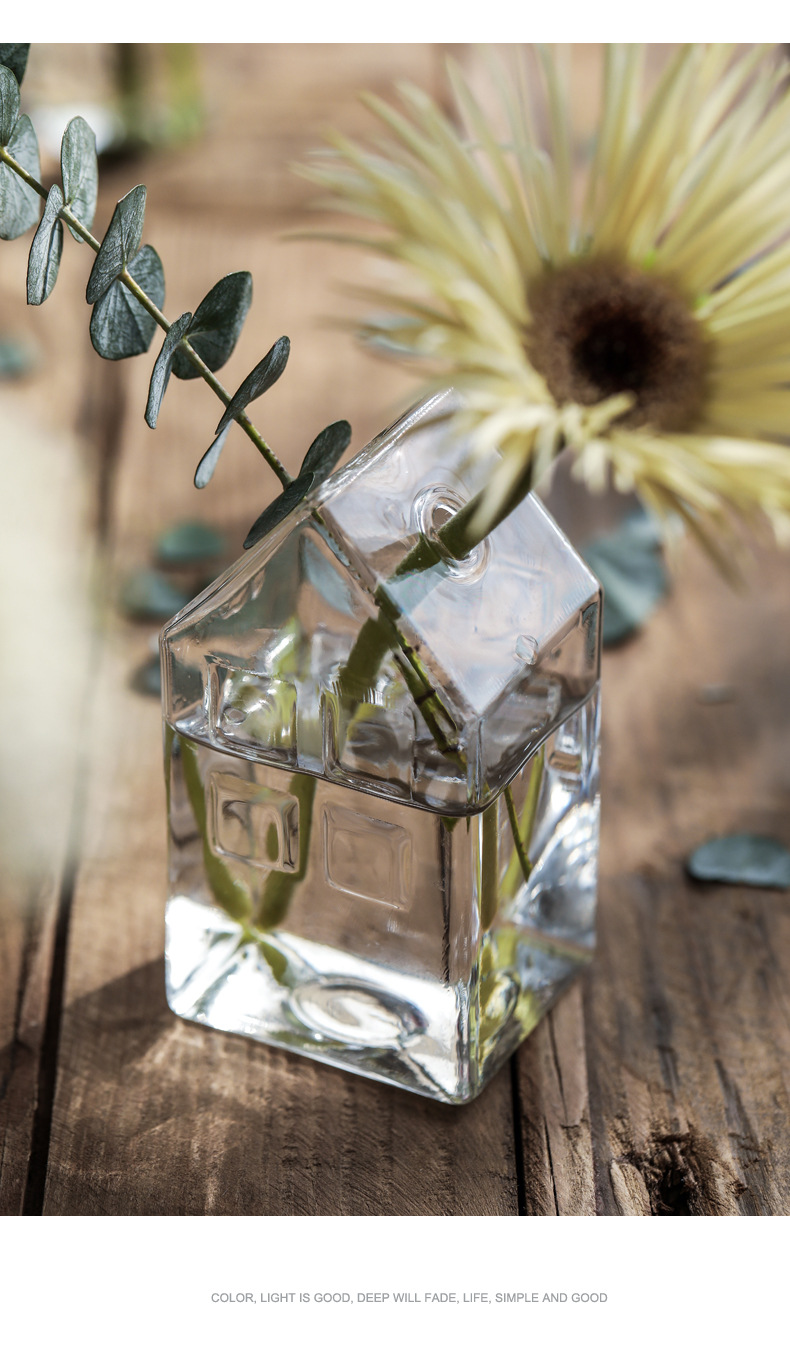 马德里透明小玻璃花瓶ins风家居摆件客厅茶几插花小花瓶