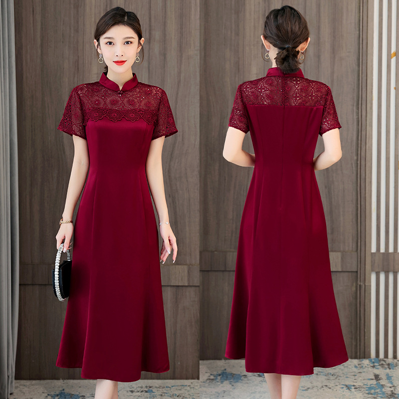 婚礼妈妈婚宴礼服喜婆婆装敬酒连衣裙修身夏-阿里巴巴