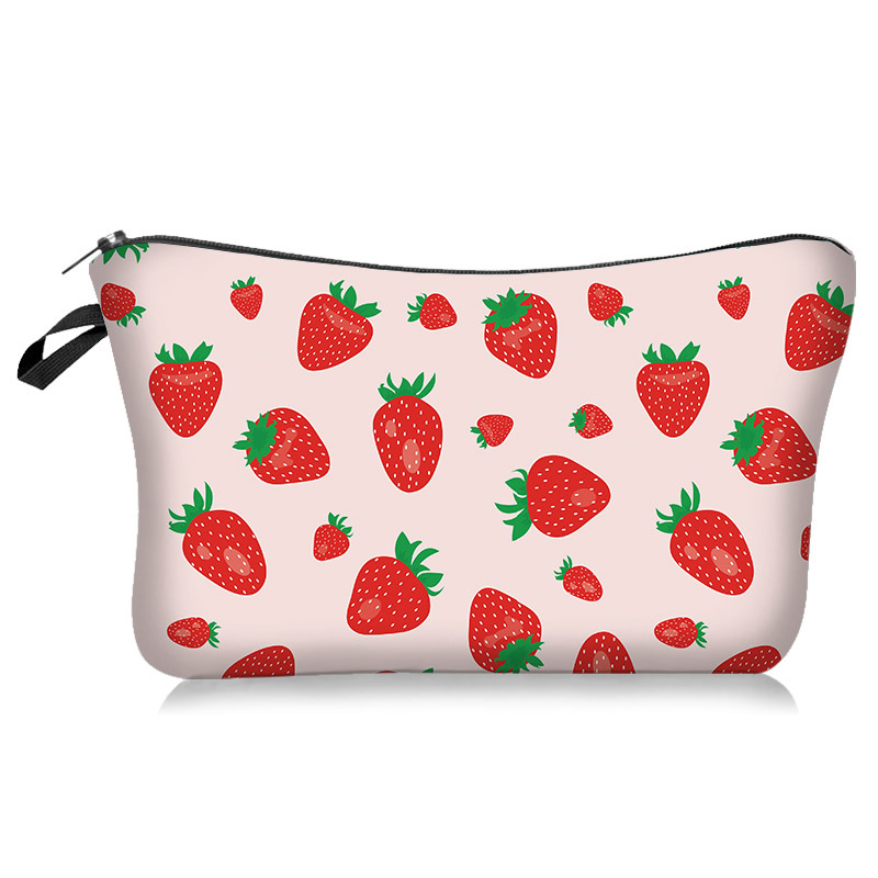 Cross-Border New Arrival Fruit Strawberry Series Cosmetic Bag Handheld Storage Wash Bag Lazy Portable Travel Bag