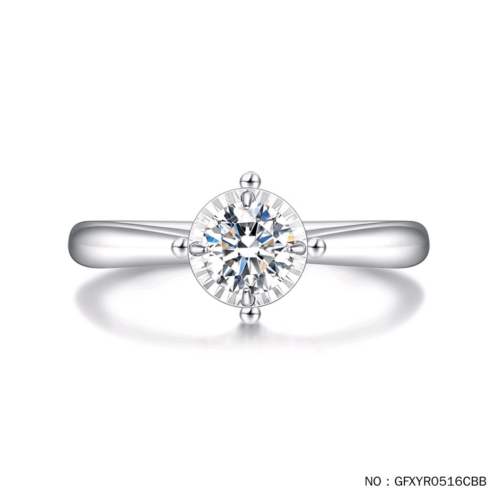 18k白金10-50分钻石戒指求婚结婚钻戒戒托不含主石车花显钻戒托