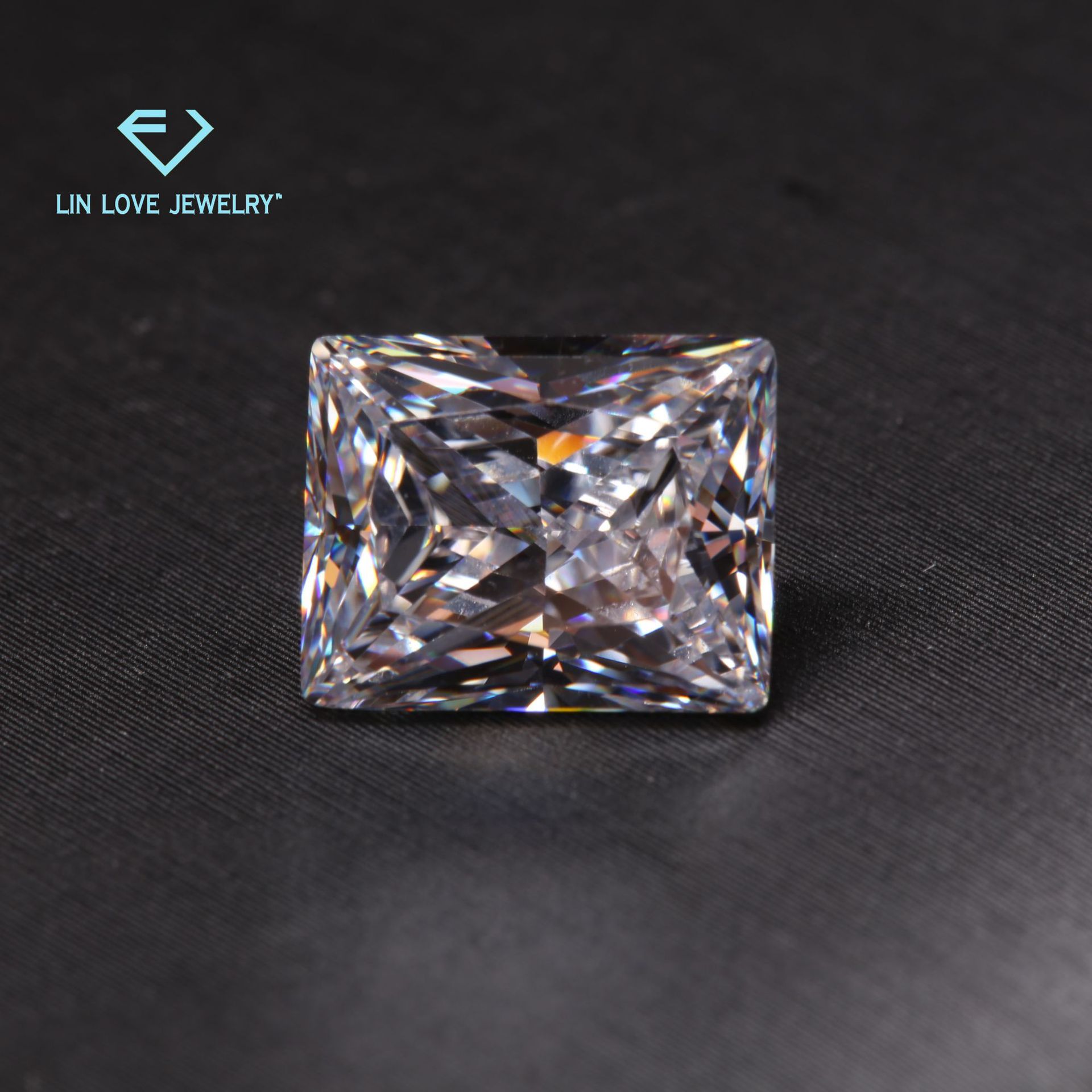 批 长方形白色透明璀璨锆石裸石 尖底直角车花无色皓石氧化锆cz钻