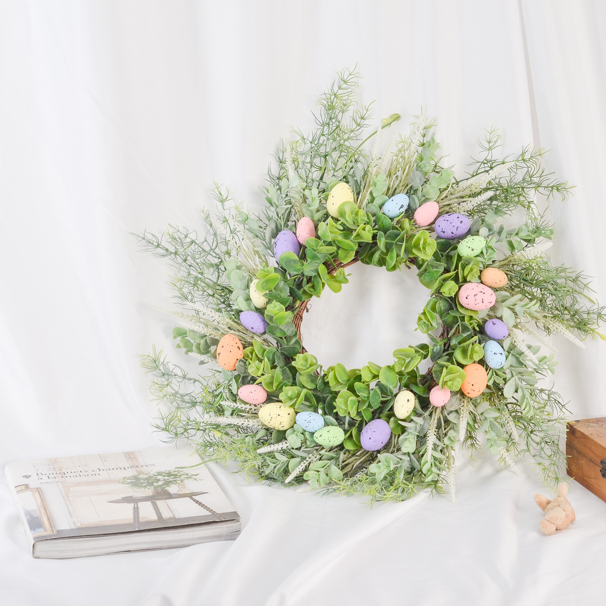 亚马逊跨境新品复活节花环兔子彩蛋花环庭院装饰派对壁挂场景布置