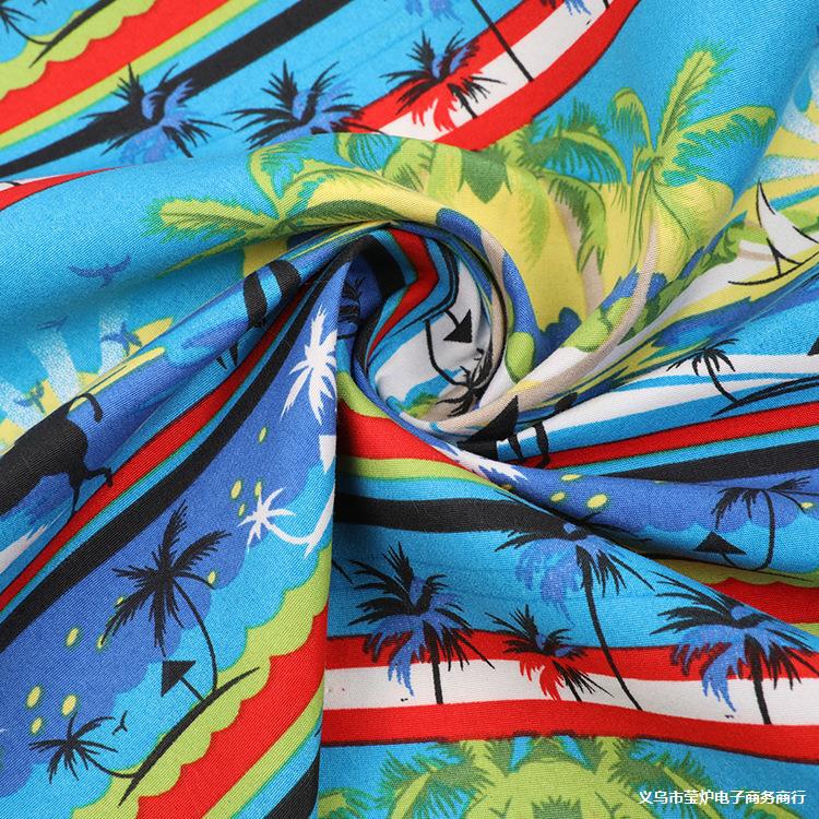 厂家现货供应 全涤桃皮绒沙滩裤面料 沙滩风桃皮绒印花布料