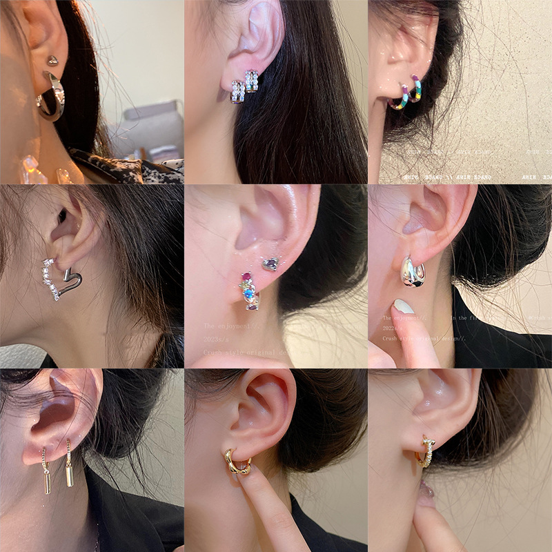 Ins Cool Style Simple Light Luxury High-Grade Ear Buckle Elegant Geometric Earrings Women's Net Red Retro Ear Jewelry Wholesale