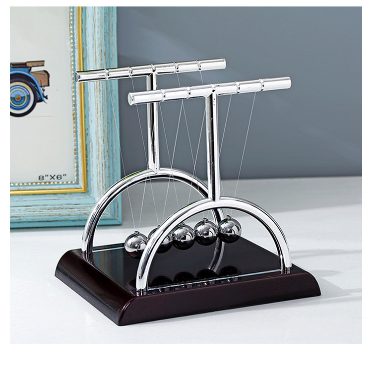 创意新奇解压摆件能量守恒定律 t形牛顿摆模型撞撞球办公室装饰品